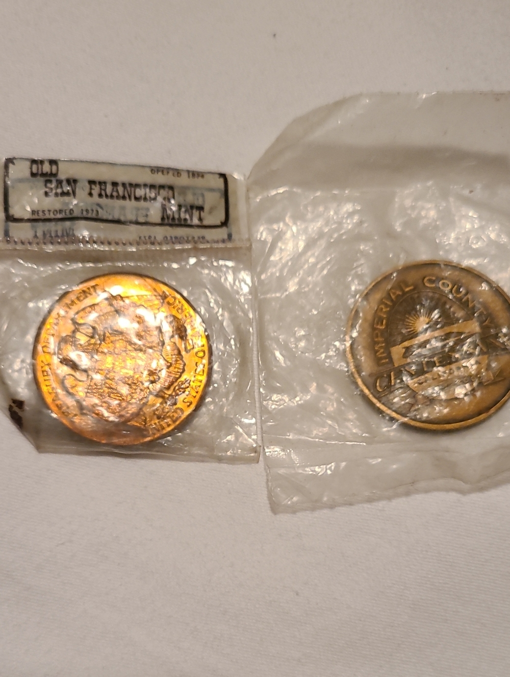 Old San Francisco Mint 1874-1937 & Imperial County CA 1907-2007 Coin Token Medal